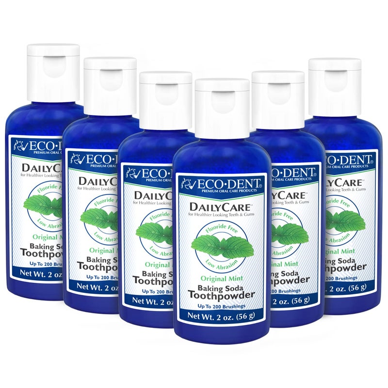 EcoDent DailyCare Baking Soda Toothpowder Mint FluorideFree Toothpaste Powder SLSFree Tooth Powder with Baking Soda Minerals and Essential Oils Toothpaste Alternative 2 Oz Ea Pack of 6 - Image 1